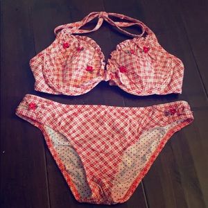 Betsy Johnson red checkered bikini